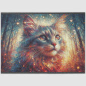 Fantasy Forest Cat Fairy Lights Decoupage Tissuepapier (Voorkant)