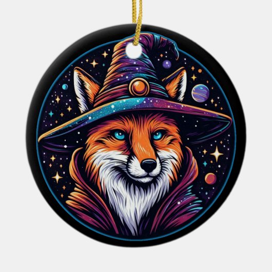Fantasy Fox - Celestial Wizard Keramisch Ornament (Voorkant)