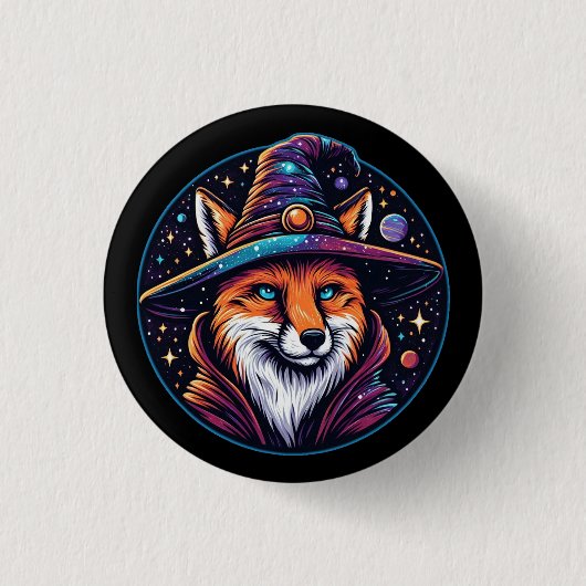 Fantasy Fox - Hemelse Tovenaar Ronde Button 3,2 Cm (Voorkant)