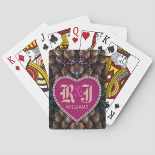 Fantasy Fractals Initialen Roze hart Gepersonalise Pokerkaarten