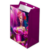 Fantasy Fuchsia Fairy Flower Butterflies Medium Cadeauzakje (Voorkant Gekanteld)
