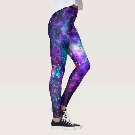 Fantasy Galaxy Kosmische Ruimte Paarse Blauwgroen  Leggings (Rechts)