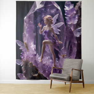 Fantasy Garden Jewel Amethyst Fee Achtergrond Wandkleed