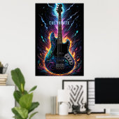 Fantasy gebaseerde elektrische basgitaar poster (Thuiskantoor)
