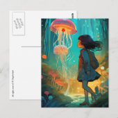 Fantasy Girl in het bos van kwallen Briefkaart (Voorkant / Achterkant)