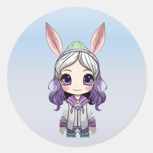 Fantasy Girl met Bunny Ears Stickers (Voorkant)