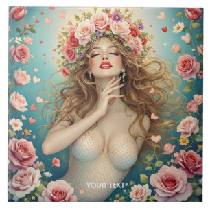 Fantasy Girls Hearts Bloemen Tegeltje