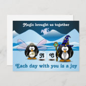 Fantasy Glacier Penguins Wizard Fairy Crystal Ball Briefkaart (Voorkant / Achterkant)