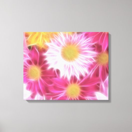 Fantasy Glazig Roze Daisies Floral Wrapped Canvas (Voorkant)