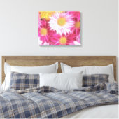 Fantasy Glazig Roze Daisies Floral Wrapped Canvas (Insitu (Slaapkamer))