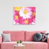 Fantasy Glazig Roze Daisies Floral Wrapped Canvas (Insitu (Woonkamer))