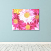 Fantasy Glazig Roze Daisies Floral Wrapped Canvas (Insitu (Houten vloer))