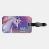 Fantasy Glitter Rainbow Unicorn Kosmische Wolken Bagagelabel (Achterkant horizontaal)