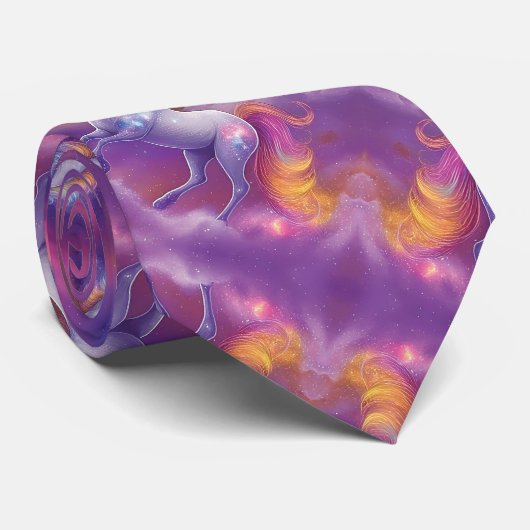 Fantasy Glitter Rainbow Unicorn Kosmische Wolken Stropdas (Opgerold)