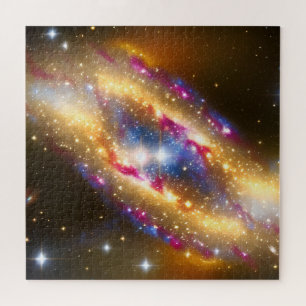 Fantasy Gold Blue en Pink Fun Nebula Afbeelding Legpuzzel
