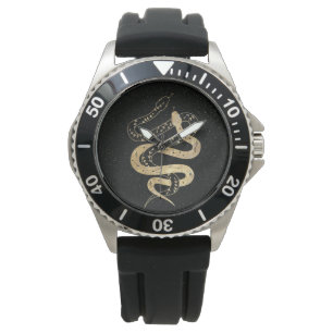 Fantasy Gold en Black Mystical Snakes Horloge