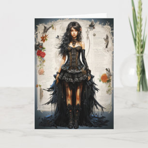 Fantasy Gothic Meisje Wenskaart Bedankkaart