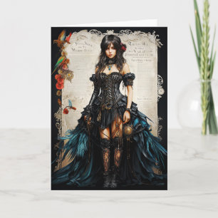 Fantasy Gothic Meisje Wenskaart Bedankkaart