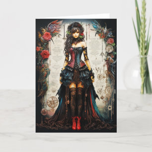 Fantasy Gothic Meisje Wenskaart Bedankkaart