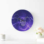 Fantasy Gothic Skull Bone Lightning Blue Grote Klok (Huis)