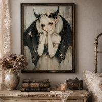 Fantasy Gotische Fee met Bloemenkroon Muur Kunst