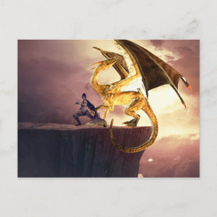 Fantasy Gouden Draak Briefkaart