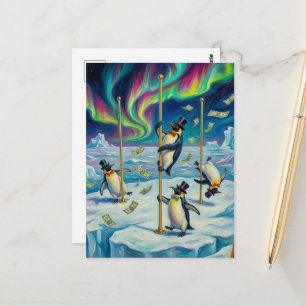 Fantasy Grappige Dansende Pinguïns Noordpool Briefkaart