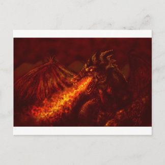 Fantasy Great Red Dragon Breking Fire Briefkaart