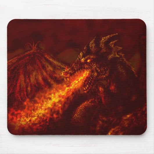 Fantasy Great Red Dragon Breking Fire Muismat (Voorkant)