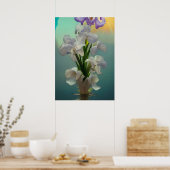 Fantasy Grote Witte Iris Poster (Keuken)
