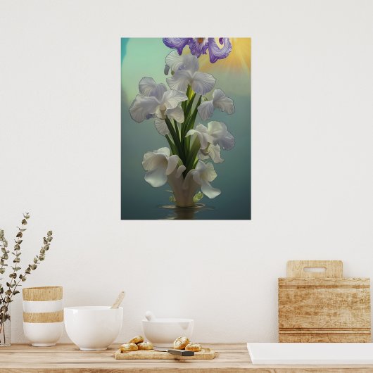 Fantasy Grote Witte Iris Poster (Keuken)