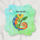 Fantasy Hagedis op Branch Big Eyes Groen Blauw Mix Bedankjes Labels (Voorkant)