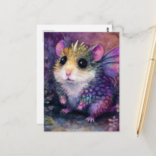 Fantasy Hamster Draak Waterverf Briefkaart