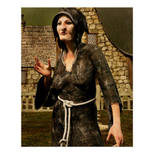 Fantasy Heks Middeleeuws Dorp Halloween Perfect Poster