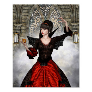 Fantasy Heks - Middeleeuwse Kasteel Halloween Kuns Perfect Poster