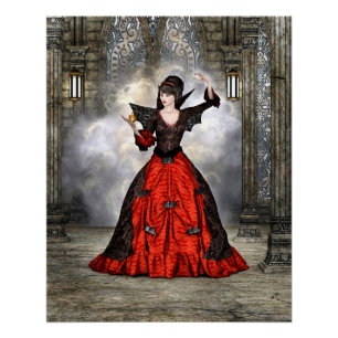 Fantasy Heks - Middeleeuwse Kasteel Halloween Kuns Perfect Poster