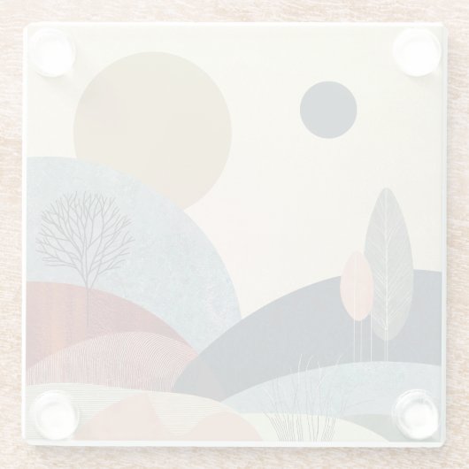 Fantasy Hills Landschap Glazen Onderzetter (Achterkant)