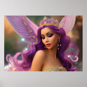 Fantasy Hispanic vlinder paars roze B Poster