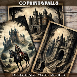 Fantasy horror middeleeuws kasteel en koningin inpakpapier vel