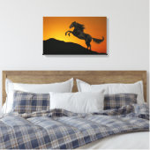 Fantasy Horses: Mountain Sunset Canvas Afdruk (Insitu (Slaapkamer))