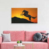 Fantasy Horses: Mountain Sunset Canvas Afdruk (Insitu (Woonkamer))
