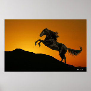 Fantasy Horses: Mountain Sunset Poster
