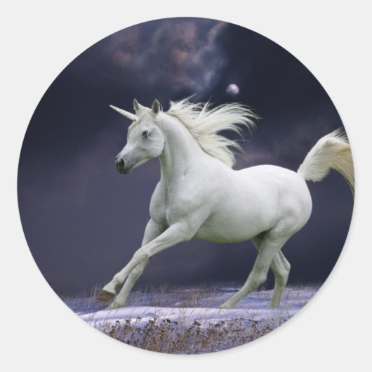 Fantasy Horses: Unicorn Ronde Sticker (Voorkant)
