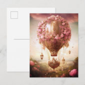 Fantasy Hot Air ballonroze Gold Briefkaart (Voorkant / Achterkant)