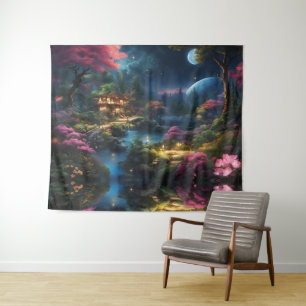 Fantasy Huis en Tuin Wandkleed