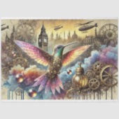 Fantasy Hummingbird Steampunk Landschap Decoupage Tissuepapier (Voorkant)