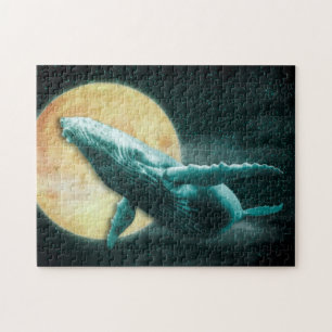 Fantasy Humpback Whale die naar de maan vliegt - P Legpuzzel
