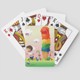Fantasy Ice Cream Cone met Happy Running Boy Pokerkaarten