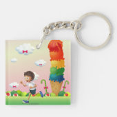 Fantasy Ice Cream Cone met Happy Running Boy Sleutelhanger (Achterkant)