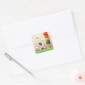 Fantasy Ice Cream Cone met Happy Running Boy Vierkante Sticker (Envelop)